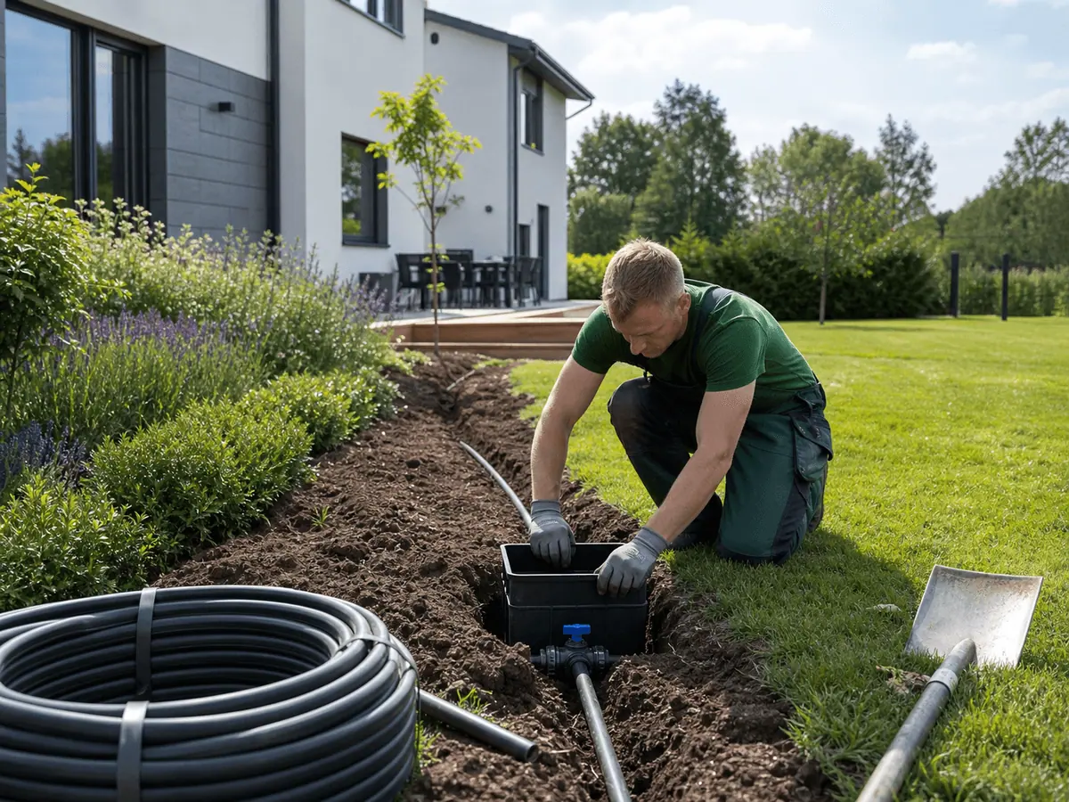 Company project photo: automatic irrigation distributes water evenly across gardens, parks, sports grounds, greenhouses and agricultural areas